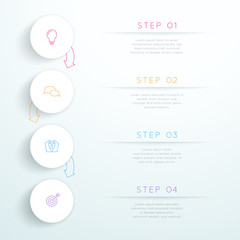 Circles Linked With Arrows 4 Step Vector Infographic