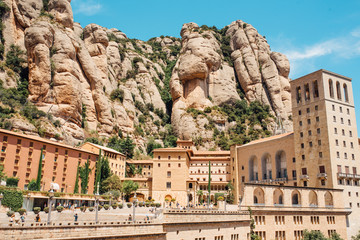 Santa Maria de Montserrat, a Benedictine Abbey located on the mountain, Barcelona, Spain