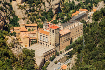 Santa Maria de Montserrat, a Benedictine Abbey located on the mountain, Barcelona, Spain