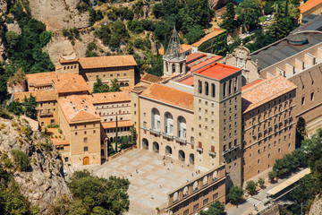 Obraz premium Santa Maria de Montserrat, a Benedictine Abbey located on the mountain, Barcelona, Spain
