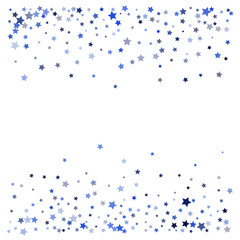 Blue Stars Confetti, Minimal Sparkling Vector Background. Premium Christmas Magic Glitter, Lights. Falling Blue Stars Confetti for Ads, Posters, Gift Cards Pattern. New Year Festival Garland Firework