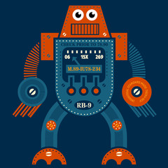 Muscle robot illustration. Artistic design of futuristic mechanism. Design for kids.