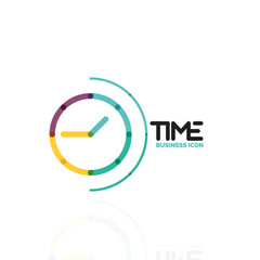 Vector abstract logo idea, time concept or clock business icon. Creative logotype design template