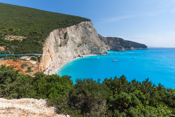 Obraz premium Amazing seascape of blue waters of Porto Katsiki Beach, Lefkada, Ionian Islands, Greece