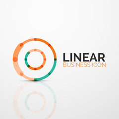 Fototapeta premium Outline minimal abstract geometric linear business icon made of line segments, elements