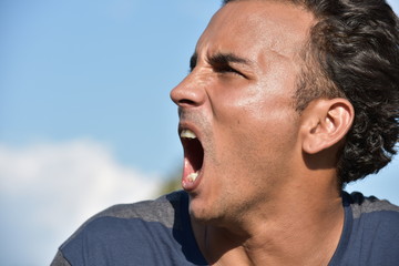 Obraz premium Stressful Young Colombian Male