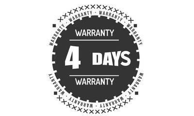 4 days warranty rubber stamp guarantee