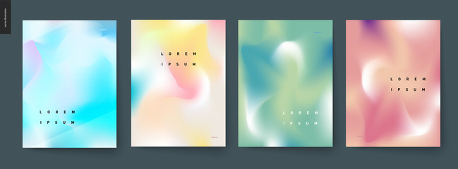 Abstract background posters set - wavy liquid shapes for branding style, covers and backdrops