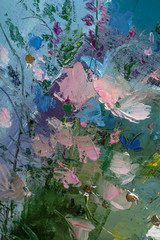 Oil painting still life with  flowers On  Canvas with  texture