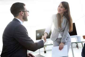 welcome and handshake of business people