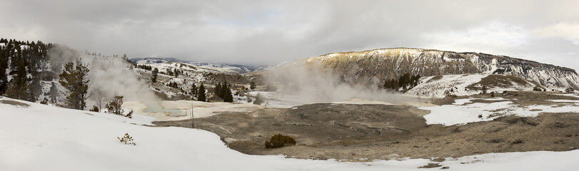 Mammoth Hot Springs panorama, Yellowstone National Park, Wyoming