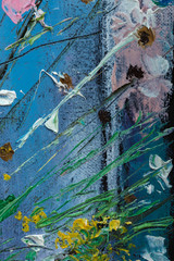 Oil painting still life with  flowers On  Canvas with  texture