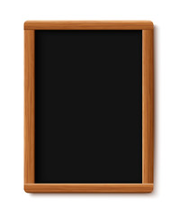 Menu chalkboard on white background. Board wood frame. Vector illustration.