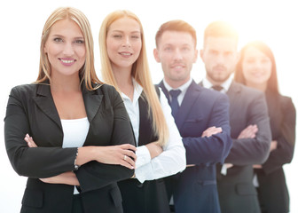 confident business team standing next to each other