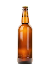 Glass bottle of beer isolated on white