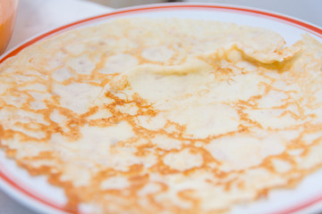 Pancakes close-up. Pancakes for carnival. Slavic food pancakes.