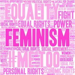 Feminism Word Cloud on a white background. 