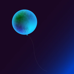 Planet balloon floating in the air, illustration vector. 