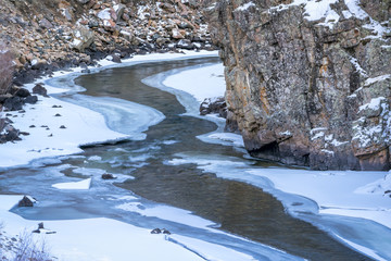 mountain river in winter scenery