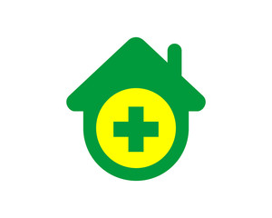 Obraz premium green house medical medicare pharmacy clinic image vector icon