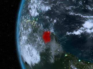 Suriname in red at night