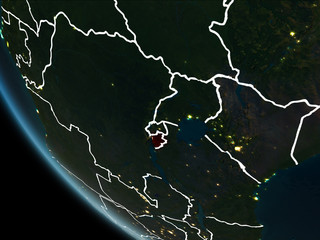 Satellite view of Burundi at night