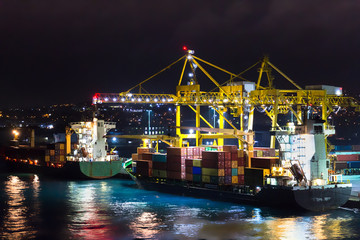 The Port of Bridgetown, Barbados at night.