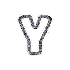 Y Tire Print Track Letter Logo Icon Design