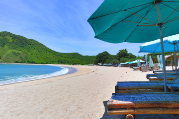 Beach Parasols and Chairs, At the Mawun Beach, Indonesia