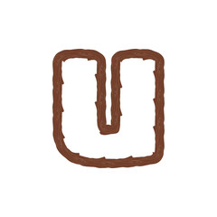 U Wood Letter Logo Icon Design