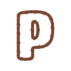 P Wood Letter Logo Icon Design