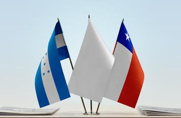 Flags of Honduras and Chile with a white flag in the middle