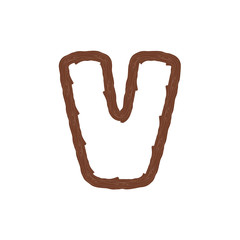 V Wood Letter Logo Icon Design