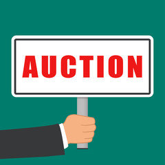 auction word sign flat concept