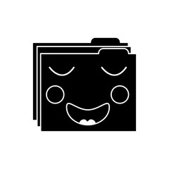 folder file document kawaii character vector illustration black image