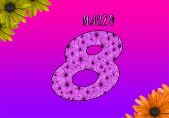 8 de marzo flores de colores fondo del día de la mujer