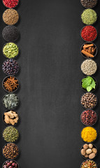 seasoning on a black table with empty space © dmitr1ch
