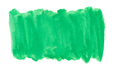 Abstract ink green aquarel watercolor splash paint on white background