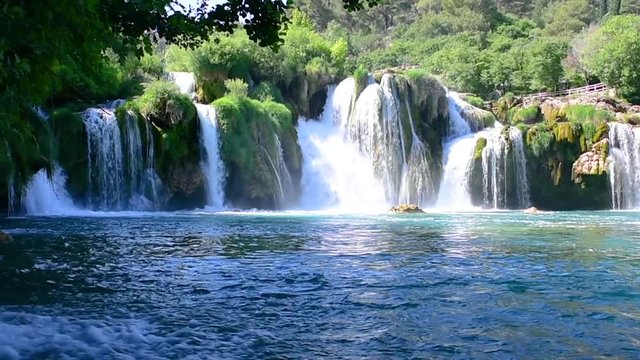 View of waterfall Skradinski Buk in Krka National Park one of the most famous national parks and visited by many tourists.Skradinski Buk:KRKA NATIONAL PARK,CROATIA.