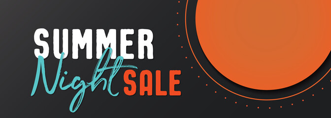 Fototapeta premium Summer Night Sale banner vector heading design for banner or poster. Sale and Discounts Concept.
