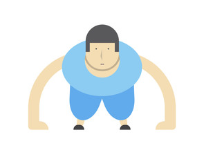 the man is engaged in physical exercises,push ups, vector image, flat design, cartoon character