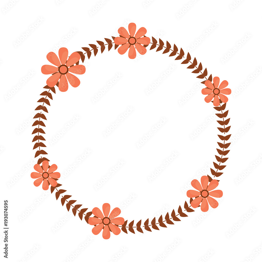 Sticker flower crown emblem  icon image vector illustration design 