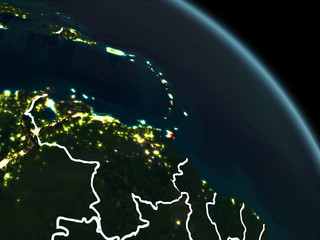 Caribbean in red at night