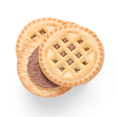 The cookies biscuits with cacao chocolate filling