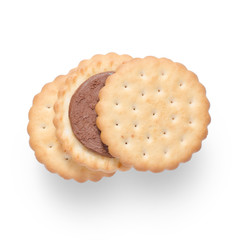 The cookies biscuits with cacao chocolate filling