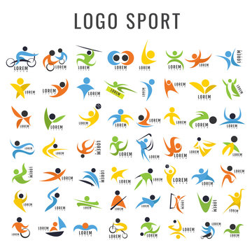 Logo sport Design Collection. Freeform. Normal people's sport. Disabled people. symbol. Abstract. vector illustration. on white background