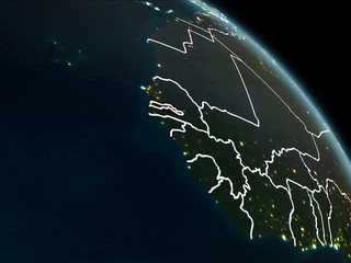 Gambia in red at night