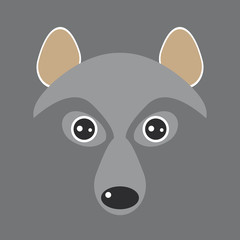 funny face wolf dog on gray background. Vector