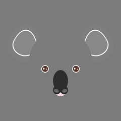 australian funny koala bear face on gray background. Vector