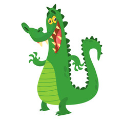 Funny cartoon crocodile alligator. Vector illustration. Design for print, mascot or children book illustration
